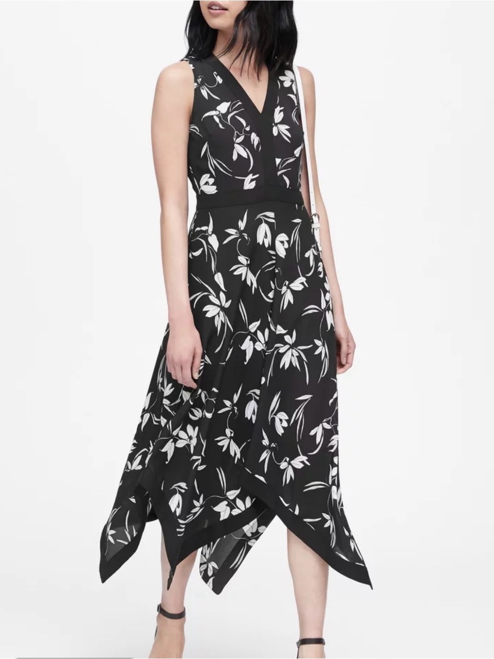 Banana Republic Floral Handkerchief Hem Dress Size 16 NWT Summer Shower Party
